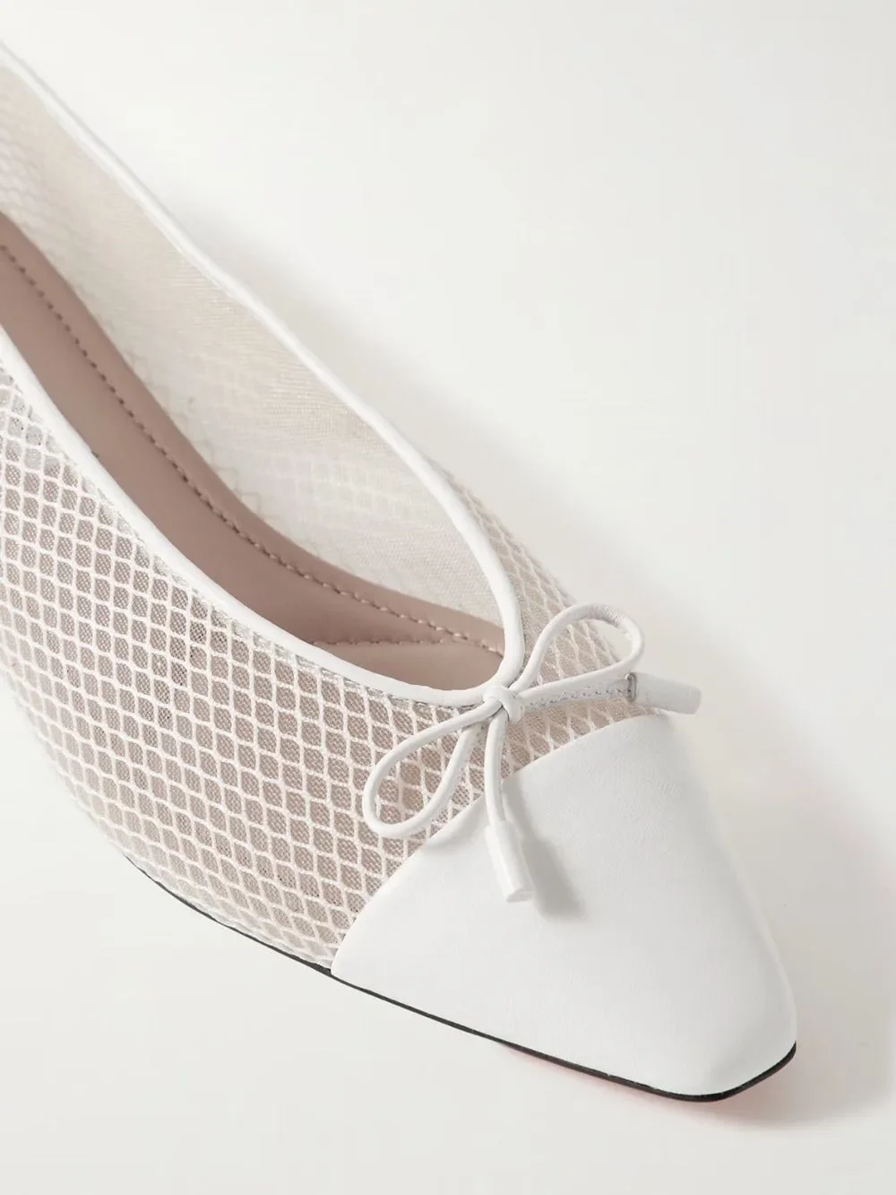 Aquazzura Gioia Mesh Net Cap-Toe Ballerina Flats